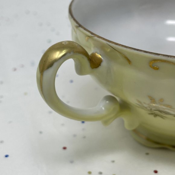 Vintage Lefton China Yellow Floral Peek a Boo Luster Wear Footed Teacup Saucer - Picture 3 of 10